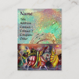 RIJDERS IN DE NACHT heldere, lichtblauwe blauwgroe Visitekaartje