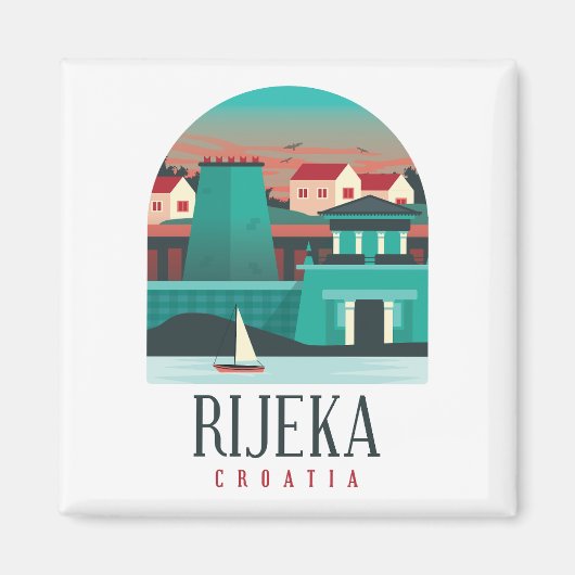Rijeka Kroatië Minimal Magnet Magneet (Voorkant)