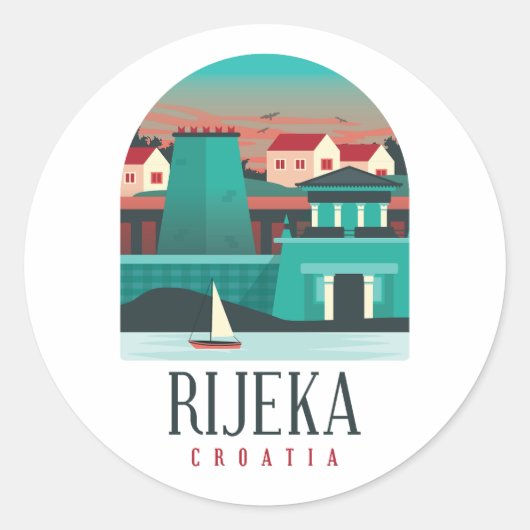 Rijeka Kroatië Ronde Sticker (Voorkant)