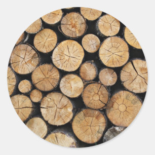 Rijen hout in stapel ronde sticker