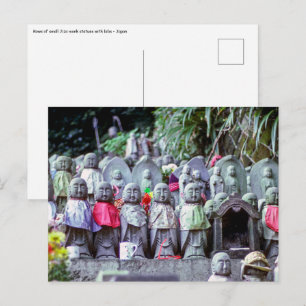 Rijen kleine Jizo monnik beelden met slabben - Jap Briefkaart