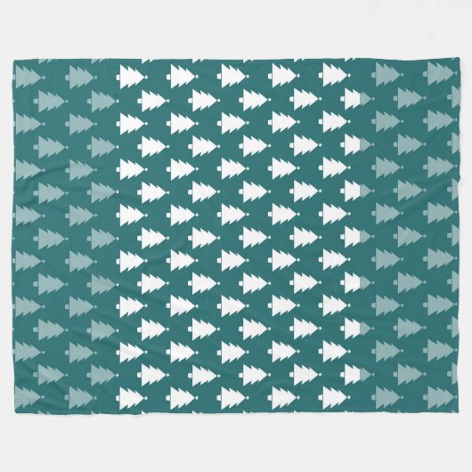 RIJEN VAN GROENE & WITTE KERSTBOMEN FLEECE DEKEN (Voorkant (Horizontaal))