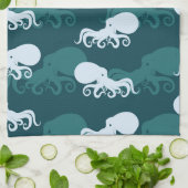 Rijen van octopuspatroon theedoek (Gevouwen)