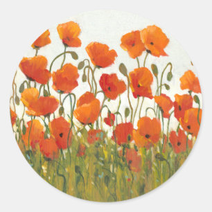 Rijen van papavers I Ronde Sticker