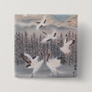 Rijhythm van de winter vierkante button 5,1 cm