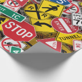 Rijinstructeur Fun Road Sign Collage Cadeaupapier (Hoek)