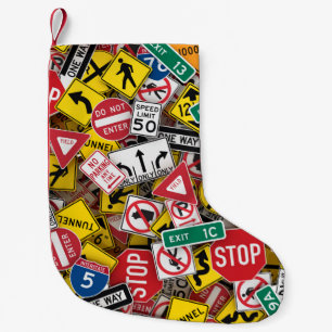 Rijinstructeur Fun Road Sign Collage Kleine Kerstsok
