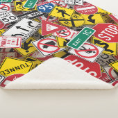 Rijinstructeur Fun Road Sign Collage Sherpa Deken (3/4)