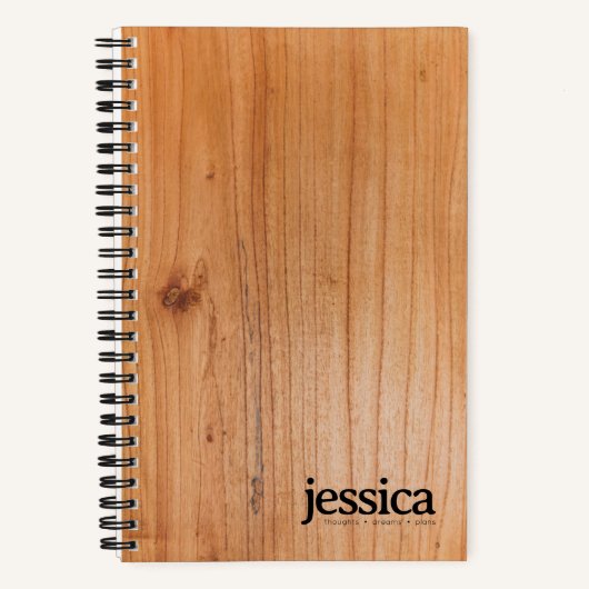 Rijk bruin fineer van hout met afgeronde moderne t notitieboek (Voorkant)