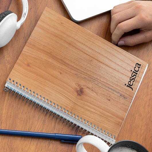 Rijk bruin fineer van hout met afgeronde moderne t notitieboek