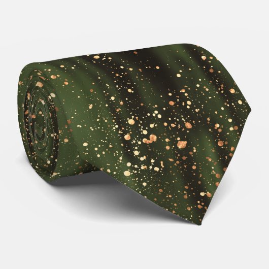 Rijk Groen en Goud Abstract Sparkle Pattern Stropdas (Opgerold)