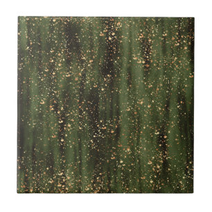 Rijk Groen en Goud Abstract Sparkle Pattern Tegeltje