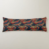 Rijk Rood, Marine, Gouden Bloemenrol Lichaamskussen (Voorkant)