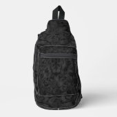 Rijk zwart Brocade-patroon Sling Bag (Voorkant)