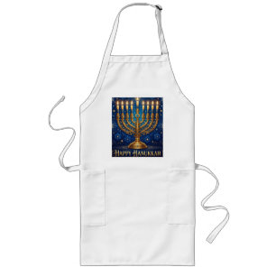 Rijke Blauwe en Gouden Gejewelde Hanukkah Lang Schort