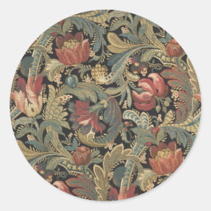 Rijke Bloemen Tapestry Brocade Damask Ronde Sticker