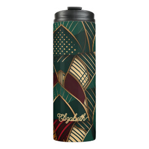 Rijke bordeauxrood turquoise groen goud Afrikaanse Thermosbeker