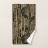 Rijke Bruin en Goud Art Deco Patroon Bad Handdoek (Handdoek)