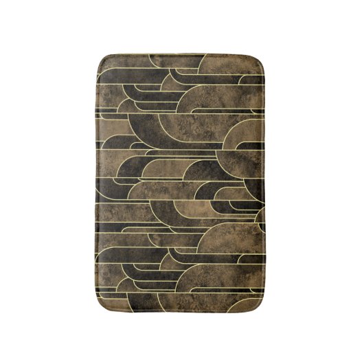 Rijke Bruin en Goud Art Deco Patroon Badmat (Voorkant Verticaal)