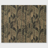 Rijke Bruin en Goud Art Deco Patroon Cadeaupapier (Vlak)