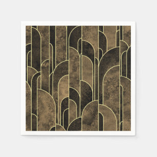 Rijke bruine en gouden Art Deco-patroon Servet