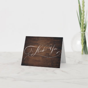 Rijke bruine houten moderne elegante typografie bedankkaart