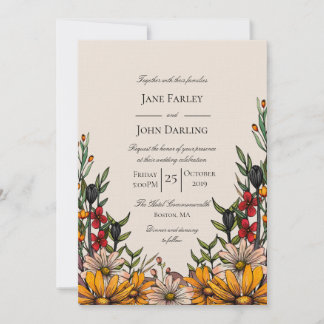 Rijke Herfst Bloemen Huwelijksuitnodiging Kaart