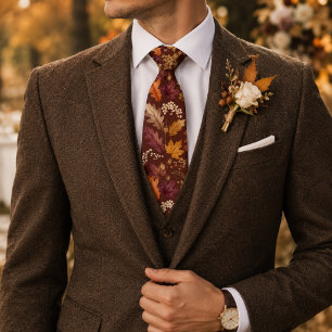 Rijke herfstbloem diep burgundy stropdas