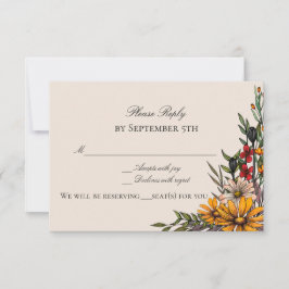 Rijke herfstbloemen antwoordkaart/RSVP-kaart Kaart