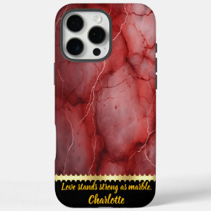 Rijke karmozijnrode marmer met opvallende aderdeta iPhone 16 pro max hoesje