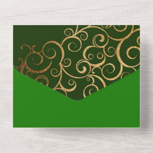 Rijke kleuren met gouden bruiloft all in one uitnodiging (Achterkant)