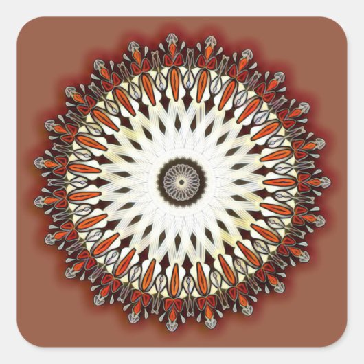 Rijke koperen mandala vierkante sticker (Voorkant)