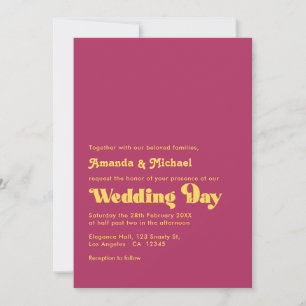 Rijke Maroon en Mosterd Retro Typografie Trouwdag Kaart