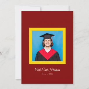 Rijke Maroon Gele Middelbare School Foto Afstudeer Aankondiging