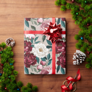 Rijke Pioenrozen & Bladeren in Hedendaagse Kleurha Cadeaupapier