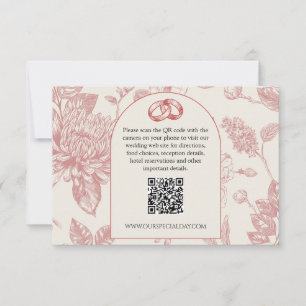 Rijke Rode Franse Bloemen Toile Floral QR Code RSVP Kaartje