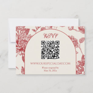 Rijke Rode Franse Bloemenkoeken Toile Floral RSVP Kaartje