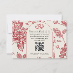 Rijke Rode Franse Floral Toile Floral Enclosure Ka RSVP Kaartje