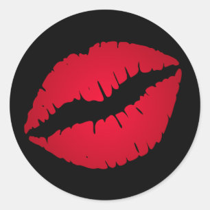 Rijke rode lippenstift afdruk ronde sticker
