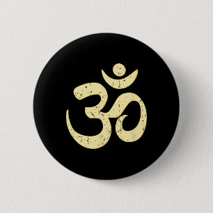 Rijke Sfeer Om Omkar Aum Symbool Spirituele Yoga M Ronde Button 5,7 Cm