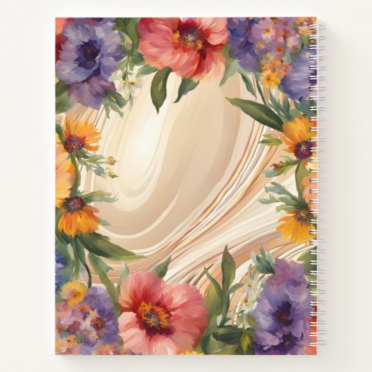 Rijke Waterverf Bloemen Border Hardcover Notitieboek (Achterkant)