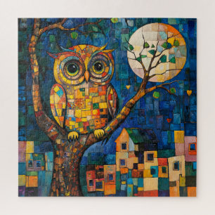 Rijkelijk gekleurde uil puzzel