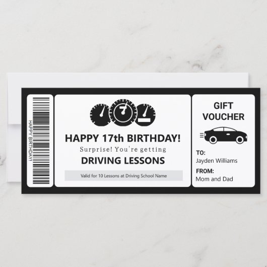 Rijlessen Voucher Sjabloon Cadeaubon (Voorkant)