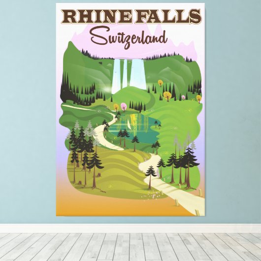 Rijn herfst Zwitserland reisposter Canvas Afdruk (Insitu (Houten vloer))