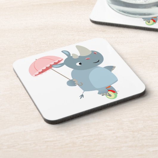 Rijn met Umbrella op Unicycle Onderzetters set (Linkerzijde)