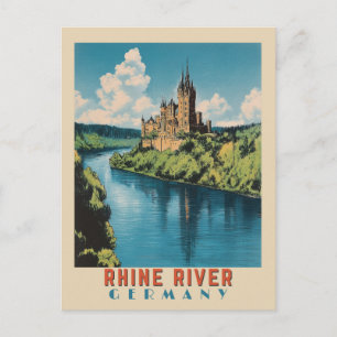 Rijn Rivier Duitsland Vintage Travel Briefkaart