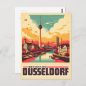 Rijn Toren Düsseldorf Rheinturm Duits cadeau Briefkaart (Voorkant / Achterkant)