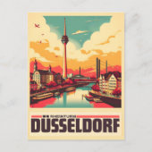 Rijn Toren Düsseldorf Rheinturm Duits cadeau Briefkaart (Voorkant)