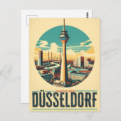 Rijn Toren Düsseldorf Rheinturm Duits cadeau Briefkaart (Voorkant / Achterkant)