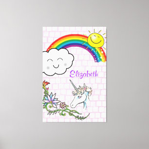 Rijnboeg Unicorn voor de drukregenboog van het ver Canvas Afdruk